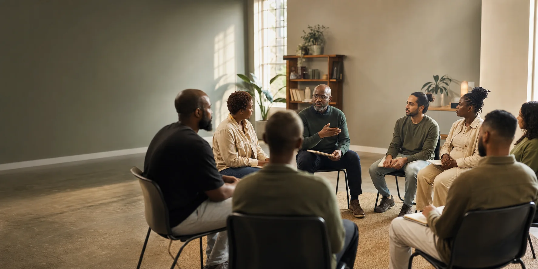 Community members taking part in a restorative circle